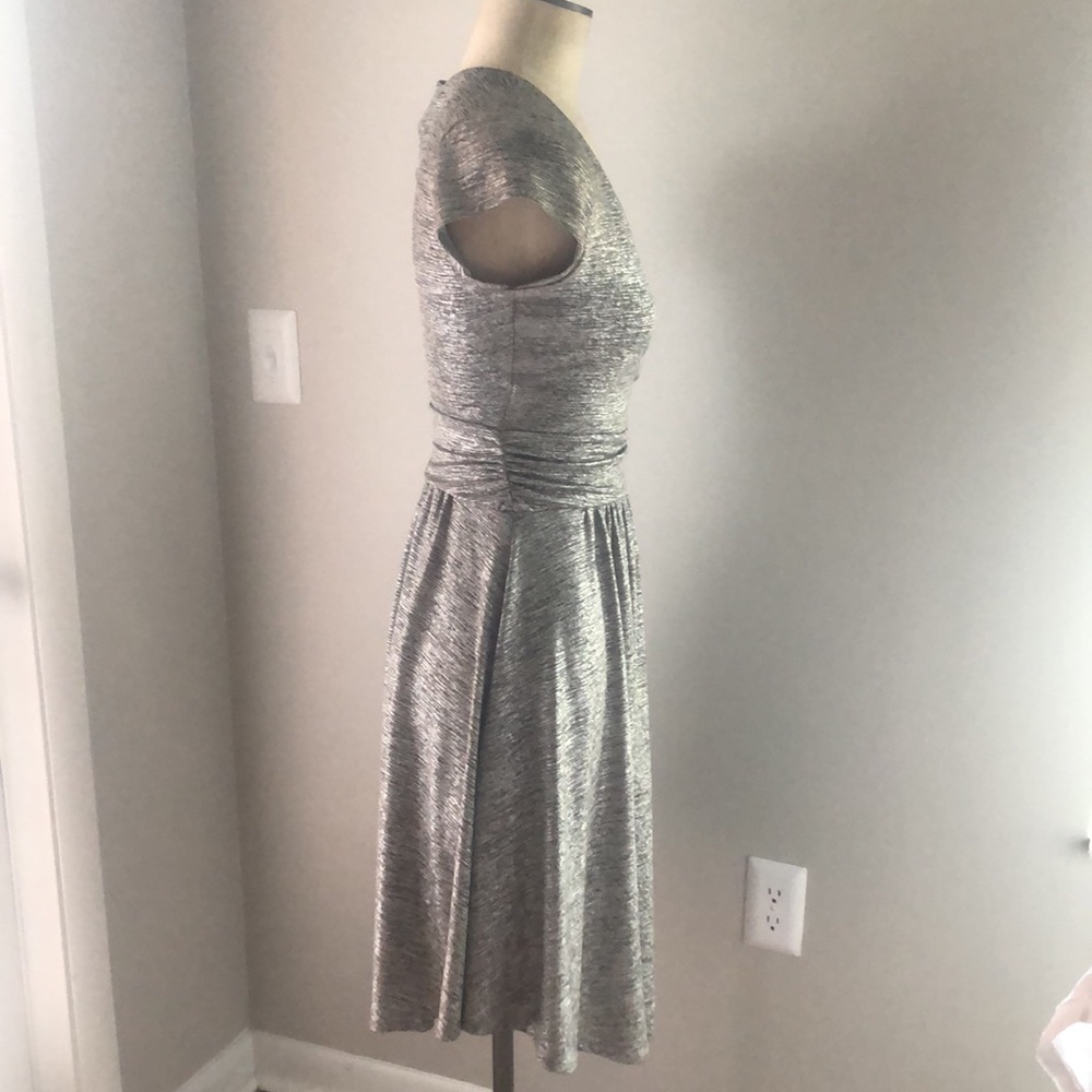 NWT Anthropologie Tamera Surplice Metallic Twinkling Wrap Dress Silver - Picture 4 of 6